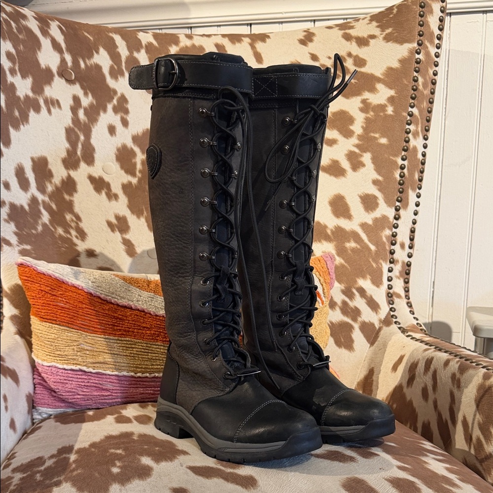 Ariat Black Lace-Up Tall Women's Riding Boots with Buckle